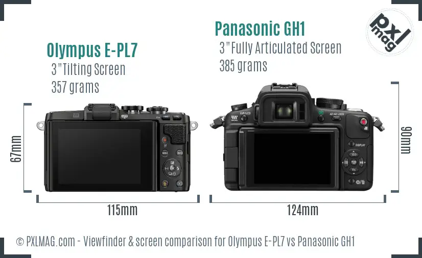 Olympus E-PL7 vs Panasonic GH1 Screen and Viewfinder comparison