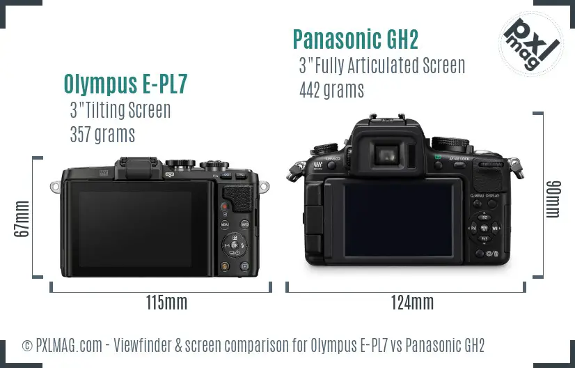 Olympus E-PL7 vs Panasonic GH2 Screen and Viewfinder comparison