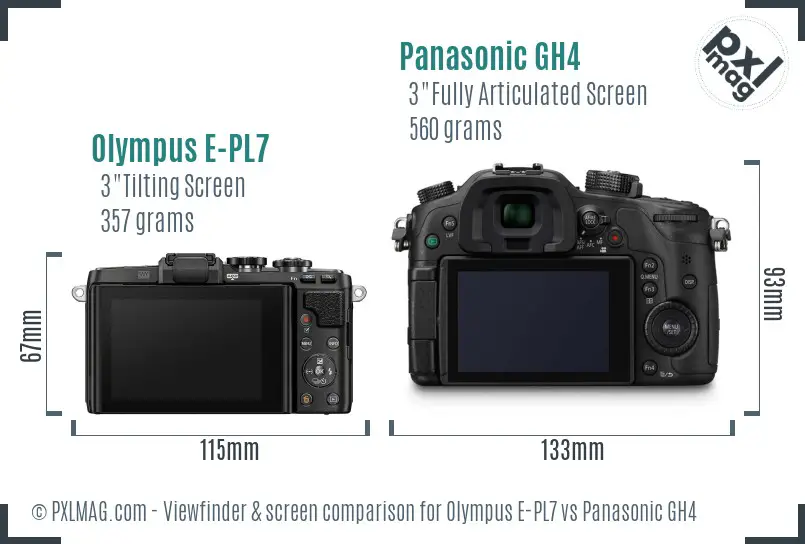 Olympus E-PL7 vs Panasonic GH4 Screen and Viewfinder comparison