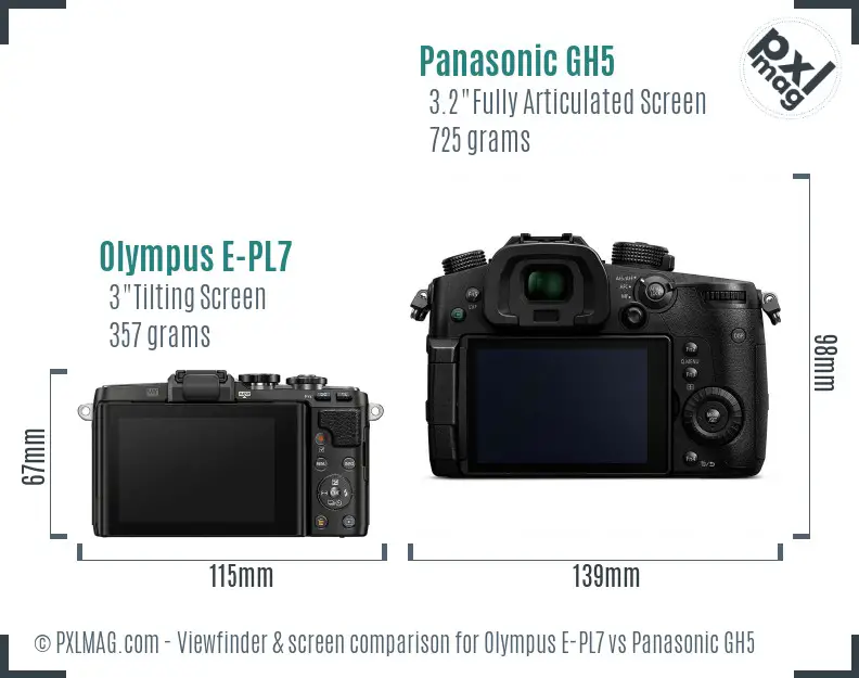 Olympus E-PL7 vs Panasonic GH5 Screen and Viewfinder comparison