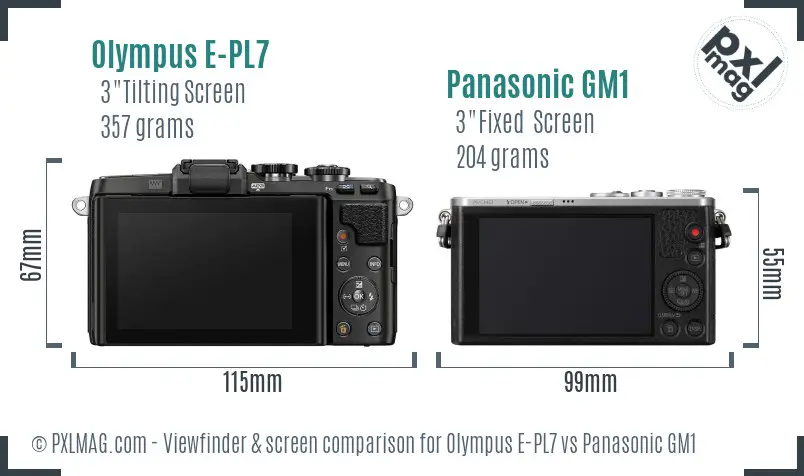 Olympus E-PL7 vs Panasonic GM1 Screen and Viewfinder comparison