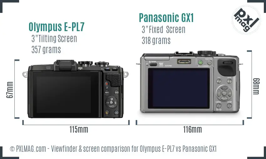 Olympus E-PL7 vs Panasonic GX1 Screen and Viewfinder comparison