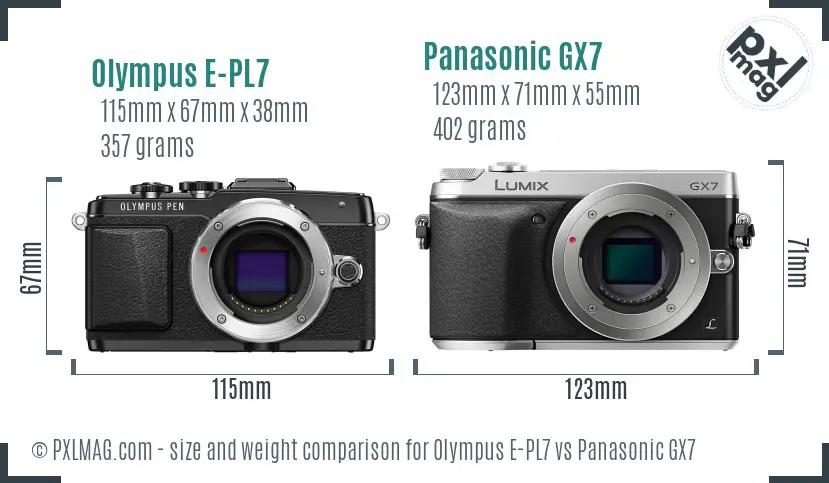 Olympus E-PL7 vs Panasonic GX7 size comparison