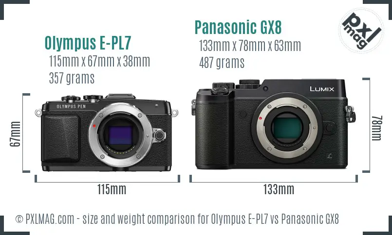 Olympus E-PL7 vs Panasonic GX8 size comparison