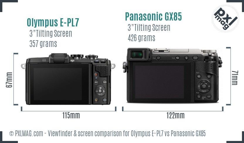 Olympus E-PL7 vs Panasonic GX85 Screen and Viewfinder comparison