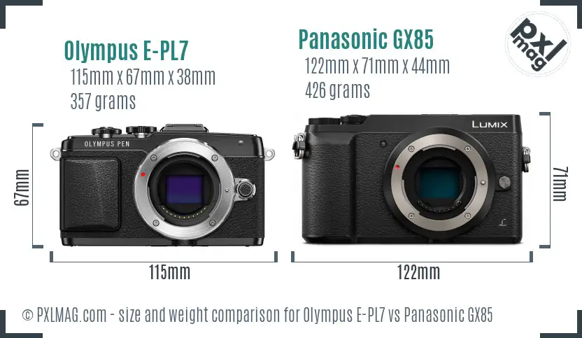 Olympus E-PL7 vs Panasonic GX85 size comparison