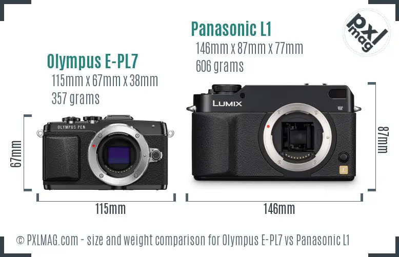 Olympus E-PL7 vs Panasonic L1 size comparison