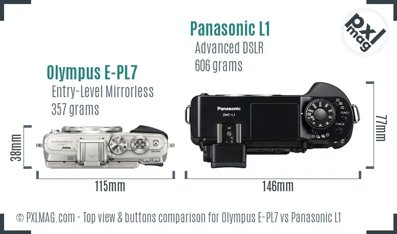 Olympus E-PL7 vs Panasonic L1 top view buttons comparison