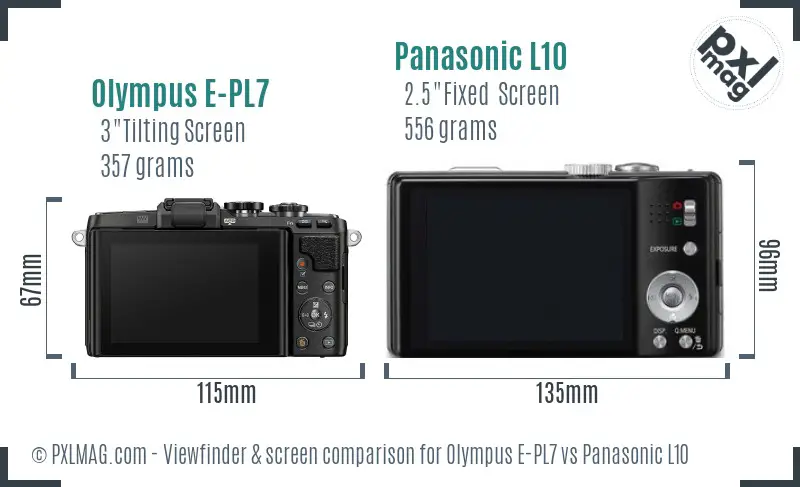 Olympus E-PL7 vs Panasonic L10 Screen and Viewfinder comparison