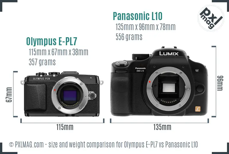 Olympus E-PL7 vs Panasonic L10 size comparison