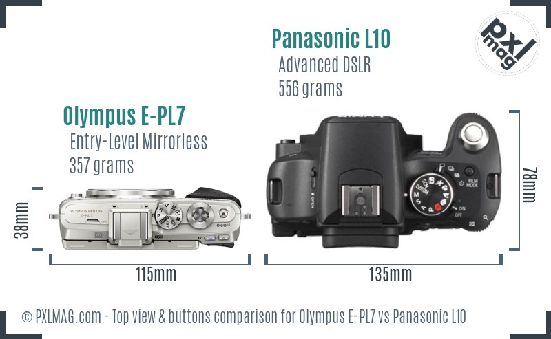 Olympus E-PL7 vs Panasonic L10 top view buttons comparison