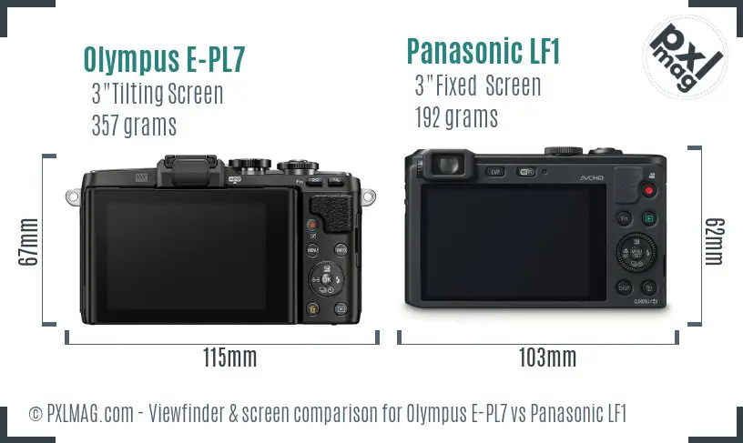 Olympus E-PL7 vs Panasonic LF1 Screen and Viewfinder comparison