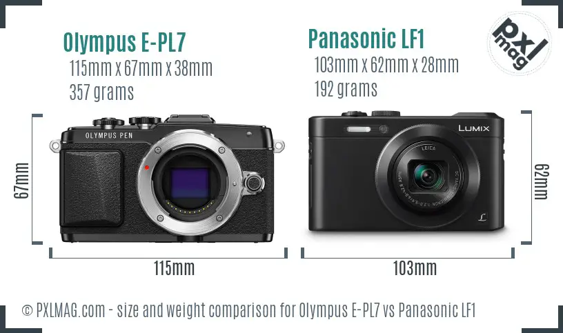 Olympus E-PL7 vs Panasonic LF1 size comparison