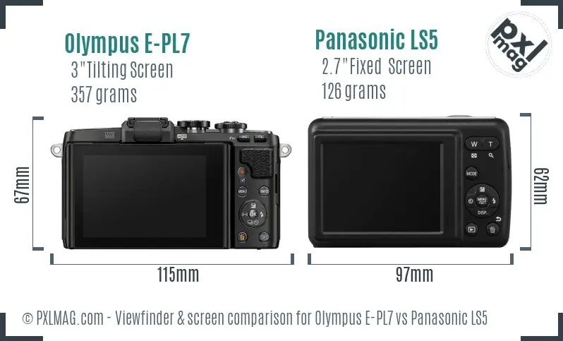 Olympus E-PL7 vs Panasonic LS5 Screen and Viewfinder comparison