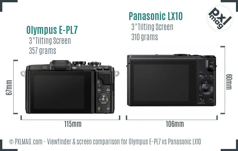 Olympus E-PL7 vs Panasonic LX10 Screen and Viewfinder comparison