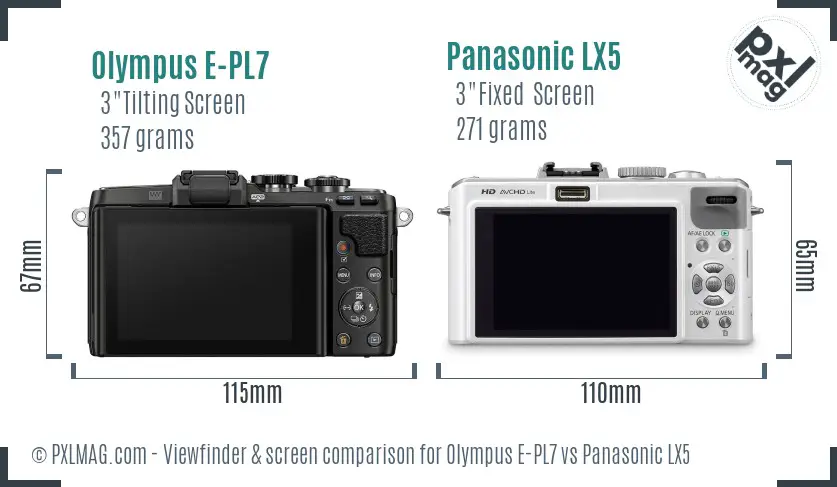 Olympus E-PL7 vs Panasonic LX5 Screen and Viewfinder comparison