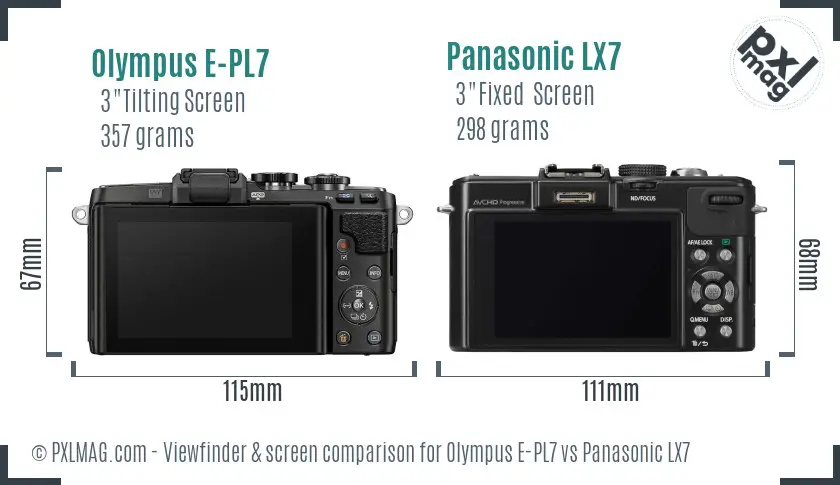 Olympus E-PL7 vs Panasonic LX7 Screen and Viewfinder comparison