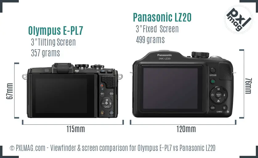 Olympus E-PL7 vs Panasonic LZ20 Screen and Viewfinder comparison