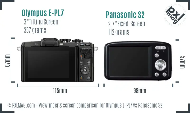 Olympus E-PL7 vs Panasonic S2 Screen and Viewfinder comparison