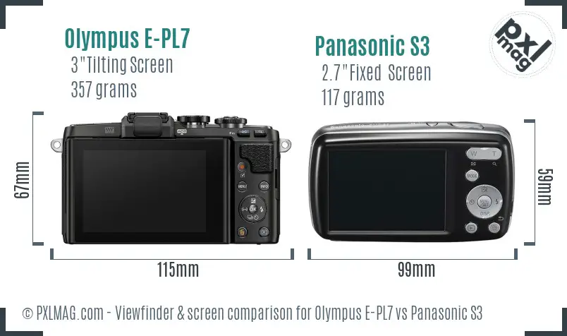 Olympus E-PL7 vs Panasonic S3 Screen and Viewfinder comparison