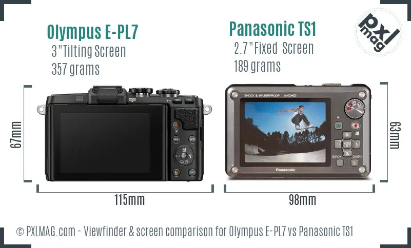 Olympus E-PL7 vs Panasonic TS1 Screen and Viewfinder comparison