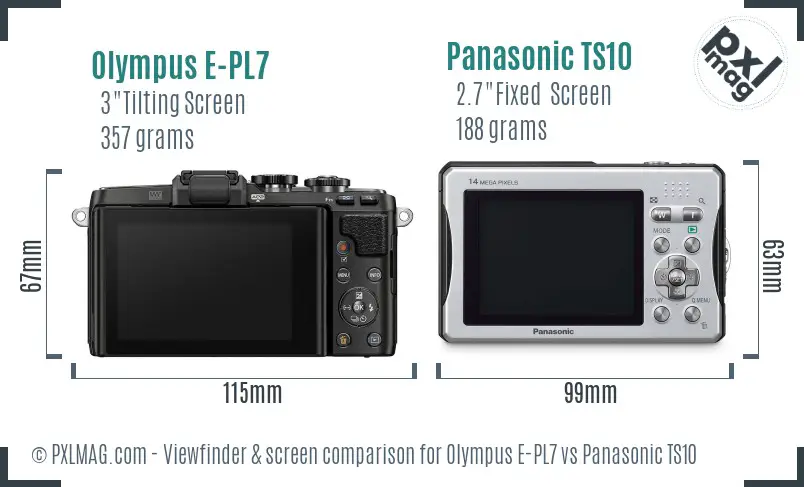 Olympus E-PL7 vs Panasonic TS10 Screen and Viewfinder comparison