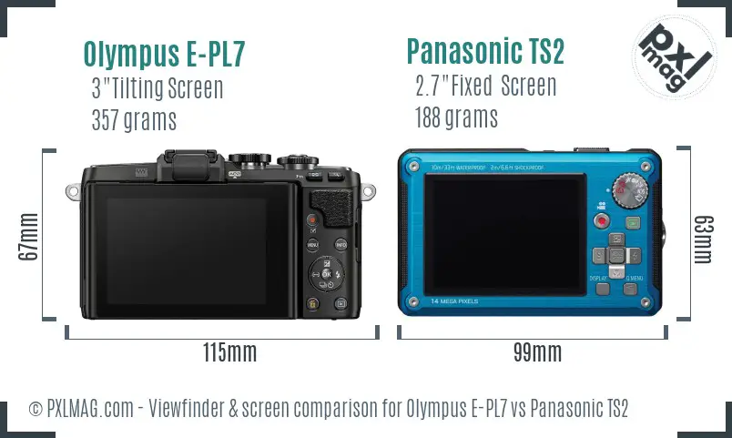Olympus E-PL7 vs Panasonic TS2 Screen and Viewfinder comparison
