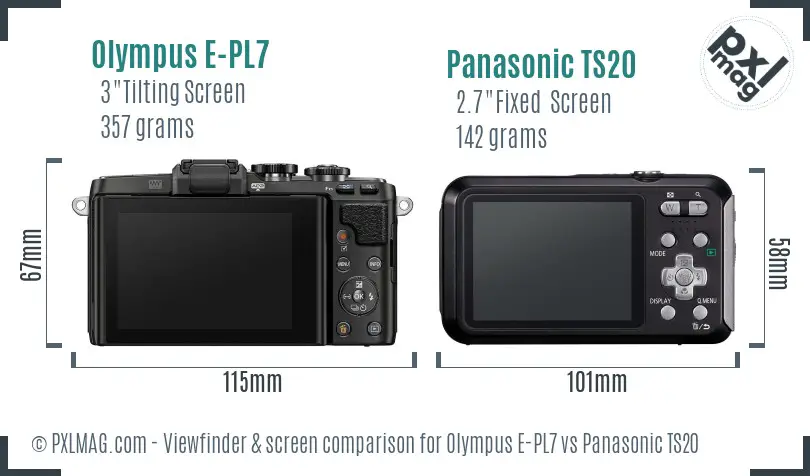 Olympus E-PL7 vs Panasonic TS20 Screen and Viewfinder comparison