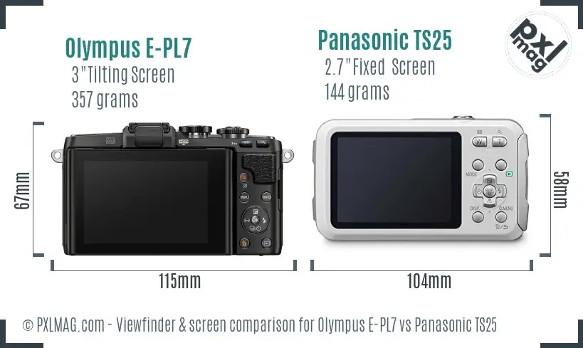 Olympus E-PL7 vs Panasonic TS25 Screen and Viewfinder comparison