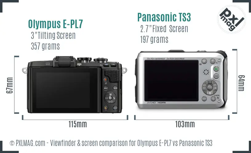 Olympus E-PL7 vs Panasonic TS3 Screen and Viewfinder comparison