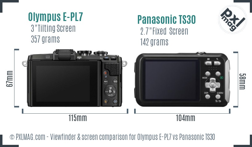 Olympus E-PL7 vs Panasonic TS30 Screen and Viewfinder comparison