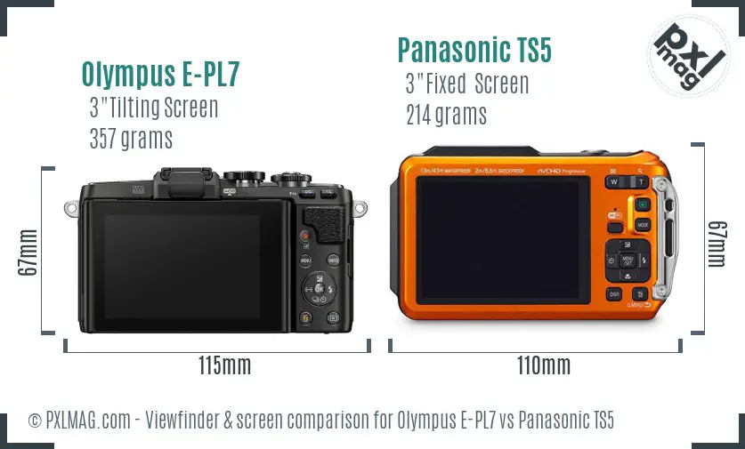 Olympus E-PL7 vs Panasonic TS5 Screen and Viewfinder comparison
