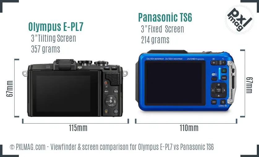 Olympus E-PL7 vs Panasonic TS6 Screen and Viewfinder comparison