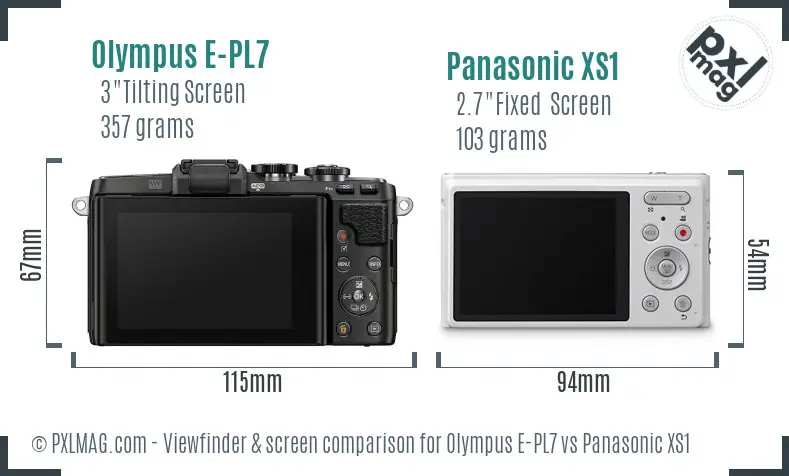 Olympus E-PL7 vs Panasonic XS1 Screen and Viewfinder comparison