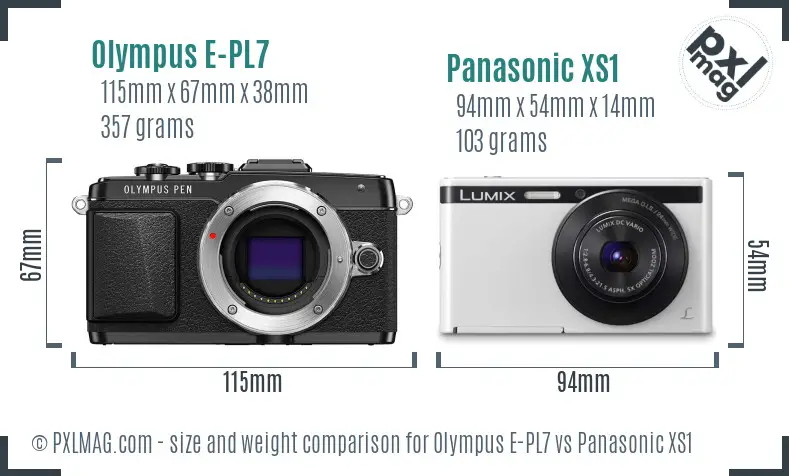 Olympus E-PL7 vs Panasonic XS1 size comparison