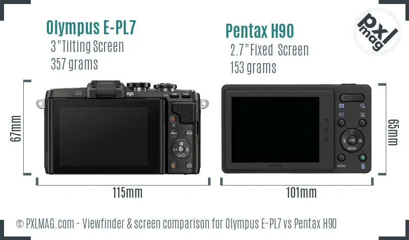 Olympus E-PL7 vs Pentax H90 Screen and Viewfinder comparison