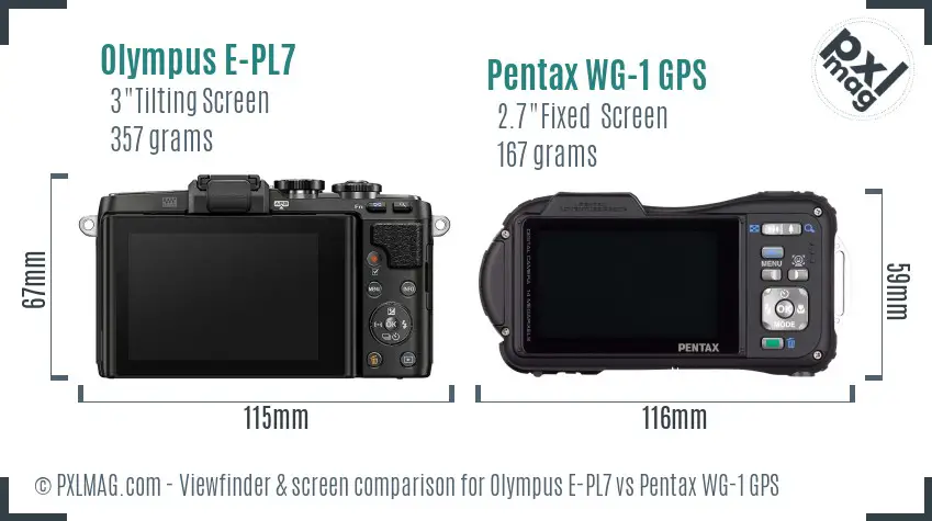 Olympus E-PL7 vs Pentax WG-1 GPS Screen and Viewfinder comparison
