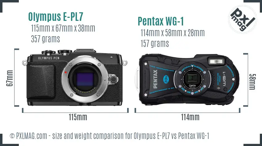 Olympus E-PL7 vs Pentax WG-1 size comparison