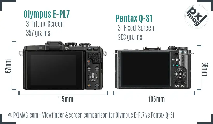 Olympus E-PL7 vs Pentax Q-S1 Screen and Viewfinder comparison