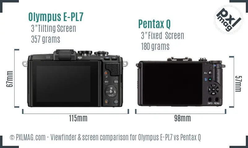 Olympus E-PL7 vs Pentax Q Screen and Viewfinder comparison