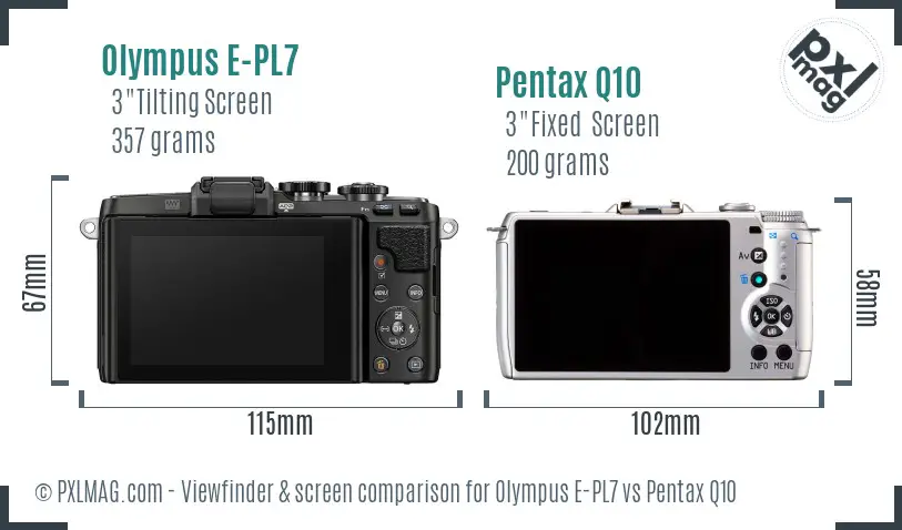 Olympus E-PL7 vs Pentax Q10 Screen and Viewfinder comparison