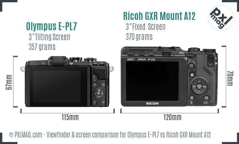 Olympus E-PL7 vs Ricoh GXR Mount A12 Screen and Viewfinder comparison