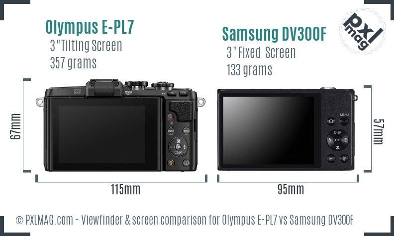 Olympus E-PL7 vs Samsung DV300F Screen and Viewfinder comparison