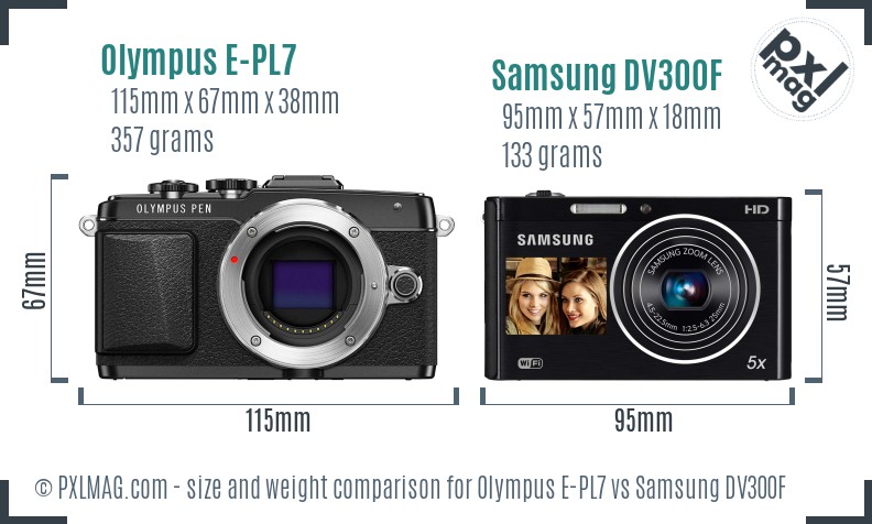 Olympus E-PL7 vs Samsung DV300F size comparison Olympus E-PL7 vs Samsung DV300F size comparison