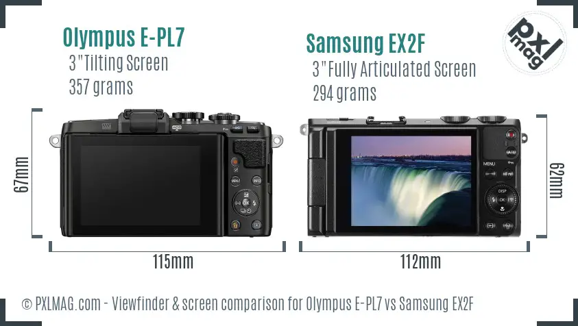 Olympus E-PL7 vs Samsung EX2F Screen and Viewfinder comparison Olympus E-PL7 vs Samsung EX2F Screen and Viewfinder comparison