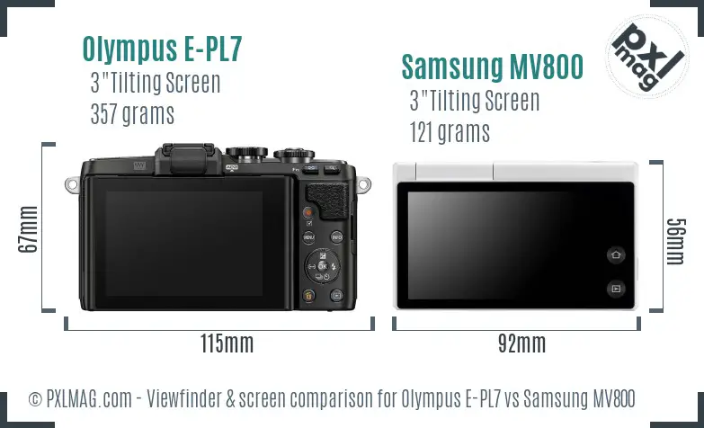 Olympus E-PL7 vs Samsung MV800 Screen and Viewfinder comparison