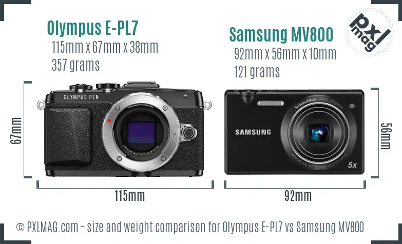 Olympus E-PL7 vs Samsung MV800 size comparison