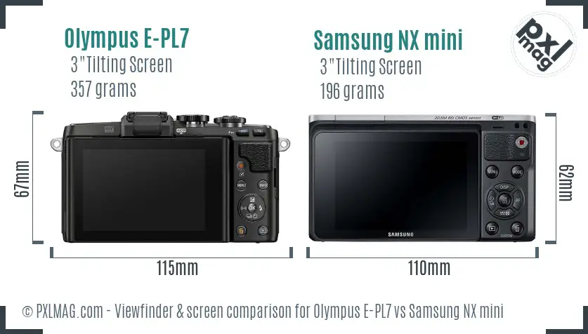 Olympus E-PL7 vs Samsung NX mini Screen and Viewfinder comparison