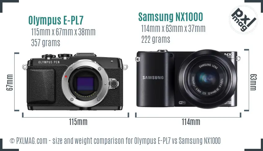 Olympus E-PL7 vs Samsung NX1000 size comparison