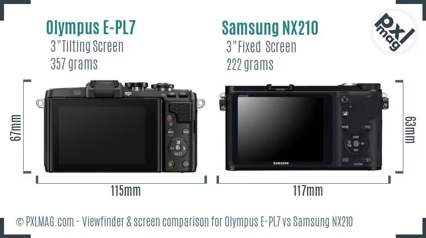 Olympus E-PL7 vs Samsung NX210 Screen and Viewfinder comparison Olympus E-PL7 vs Samsung NX210 Screen and Viewfinder comparison